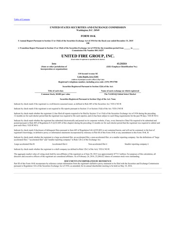 Thumbnail United Fire Group 10-K Annual Report 2015