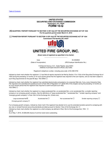 Vorschaubild United Fire Group 10-Q Quartalsbericht 2018 