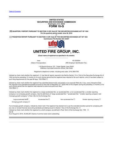 Vorschaubild United Fire Group 10-Q Quartalsbericht 2018 