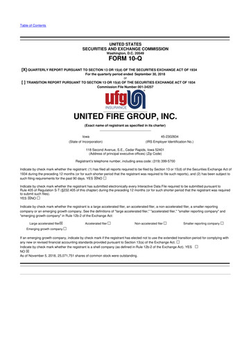 Vorschaubild United Fire Group 10-Q Quartalsbericht 2018 