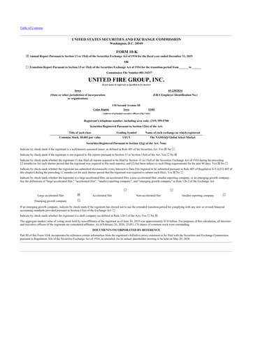 Thumbnail United Fire Group 10-K Annual Report 2019