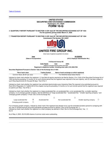 Vorschaubild United Fire Group 10-Q Quartalsbericht 2020 