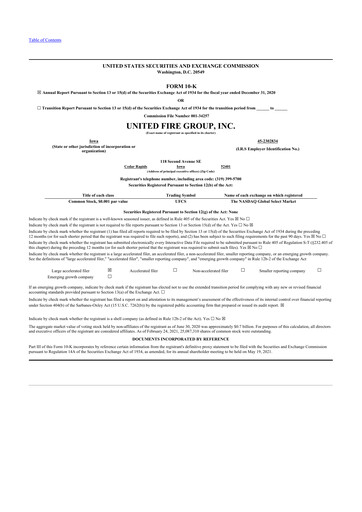 Thumbnail United Fire Group 10-K Annual Report 2020