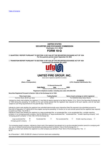 Vorschaubild United Fire Group 10-Q Quartalsbericht 2023 