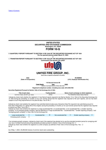 Vorschaubild United Fire Group 10-Q Quartalsbericht 2024 