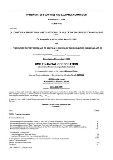 Thumbnail UMB Financial 10-Q Quarterly Report FY 