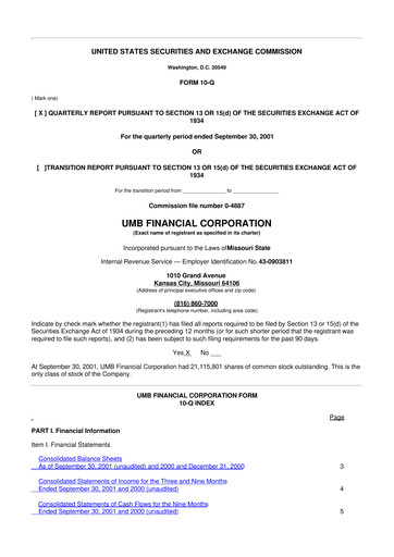 Thumbnail UMB Financial 10-Q Quarterly Report FY 