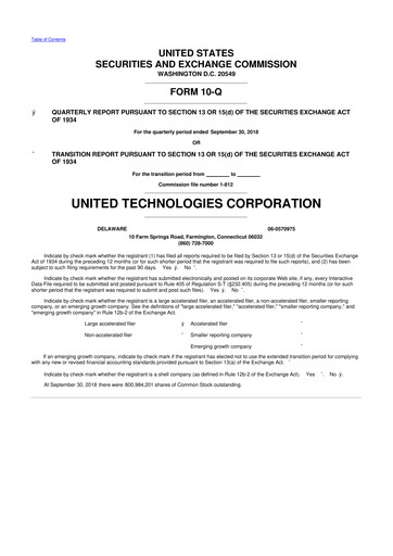 Thumbnail RTX 10-Q Quarterly Report FY2018 