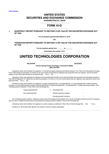 Thumbnail RTX 10-Q Quarterly Report FY2019 