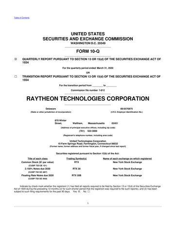 Thumbnail RTX 10-Q Quarterly Report FY2020 