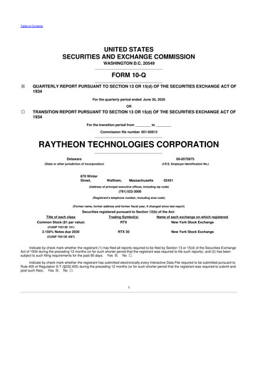 Thumbnail RTX 10-Q Quarterly Report FY2020 