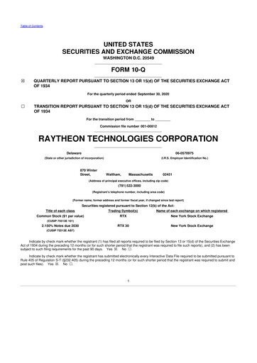 Thumbnail RTX 10-Q Quarterly Report FY2020 