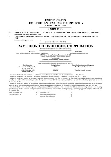 Thumbnail RTX 10-K Annual Report 2020