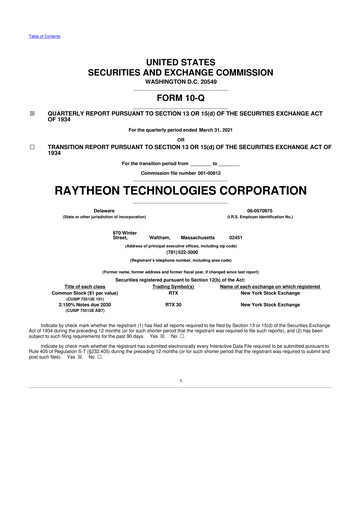 Thumbnail RTX 10-Q Quarterly Report FY2021 