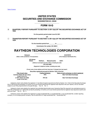 Thumbnail RTX 10-Q Quarterly Report FY2021 