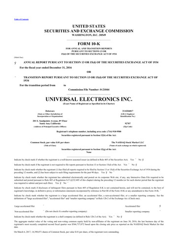 Thumbnail Universal Electronics 10-K Annual Report 2016