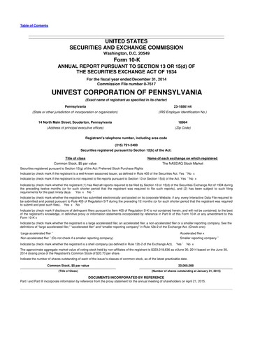 Thumbnail Univest Financial Corporation 10-K Annual Report 2014