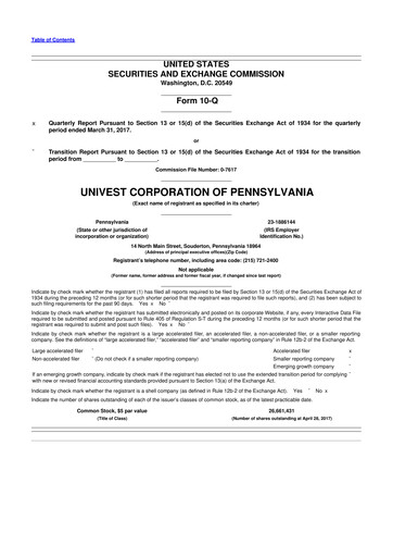 Thumbnail Univest Financial Corporation 10-Q Quarterly Report FY2017 