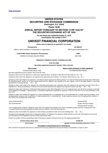 Thumbnail Univest Financial Corporation 10-K Annual Report 2018