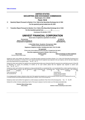 Thumbnail Univest Financial Corporation 10-Q Quarterly Report FY2021 