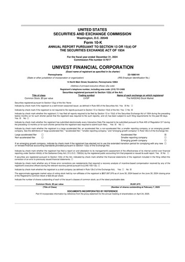 Thumbnail Univest Financial Corporation 10-K Annual Report 2024