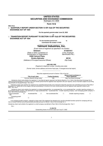 Thumbnail Valmont Industries
 10-Q Quarterly Report FY2022 