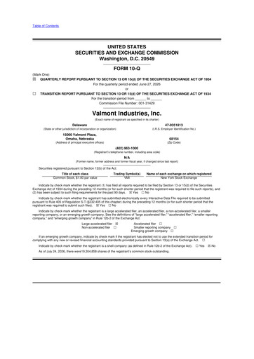 Thumbnail Valmont Industries
 10-Q Quarterly Report FY2026 