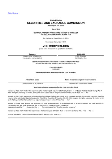 Thumbnail VSE Corporation 10-Q Quarterly Report FY 