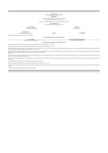 Thumbnail VSE Corporation 10-K Annual Report 2012