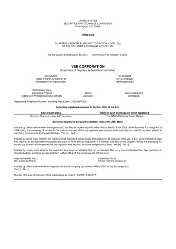 Thumbnail VSE Corporation 10-Q Quarterly Report FY2013 
