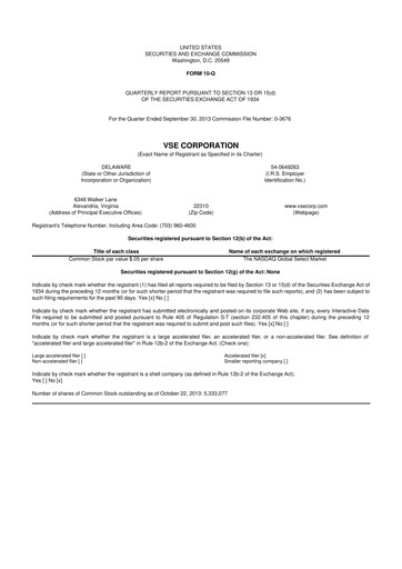 Thumbnail VSE Corporation 10-Q Quarterly Report FY2013 