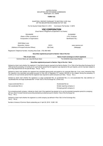 Thumbnail VSE Corporation 10-Q Quarterly Report FY2018 