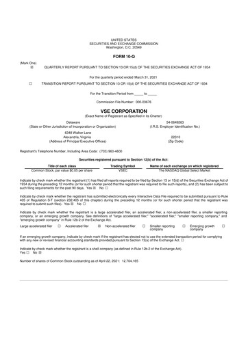 Thumbnail VSE Corporation 10-Q Quarterly Report FY2021 