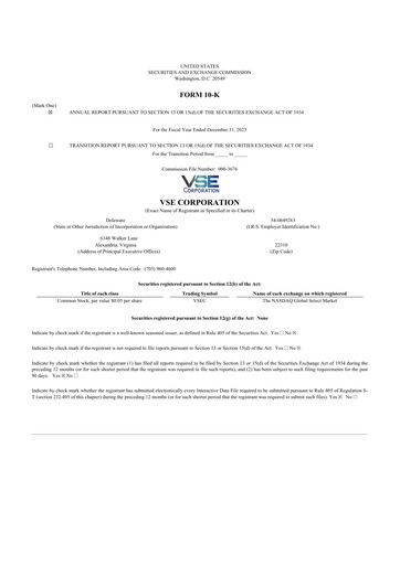 Thumbnail VSE Corporation 10-K Annual Report 2023