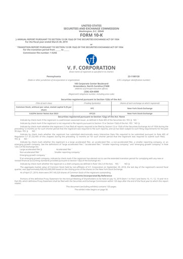 Thumbnail VF Corporation 10-K Annual Report 2019