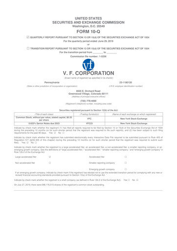 Vorschaubild VF Corporation 10-Q Quartalsbericht 2020 