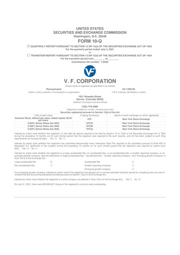 Vorschaubild VF Corporation 10-Q Quartalsbericht 2022 
