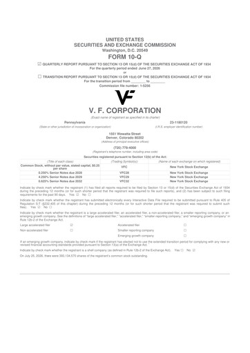 Thumbnail VF Corporation 10-Q Quarterly Report FY2027 