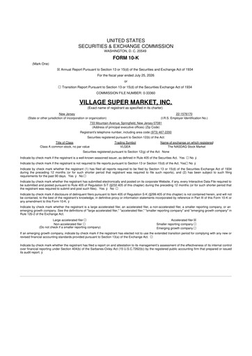 Thumbnail Village Super Market 10-K Annual Report 2026