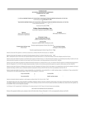 Thumbnail Vishay Intertechnology
 10-K Annual Report 2012