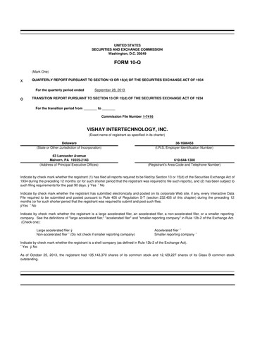 Thumbnail Vishay Intertechnology
 10-Q Quarterly Report FY2013 