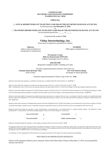 Thumbnail Vishay Intertechnology
 10-K Annual Report 2016