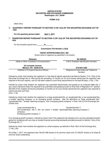 Thumbnail Vishay Intertechnology
 10-Q Quarterly Report FY2017 