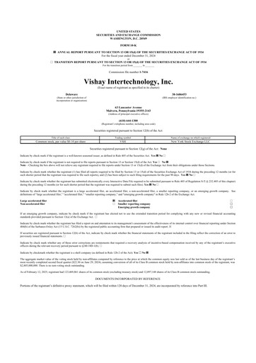 Thumbnail Vishay Intertechnology
 10-K Annual Report 2024