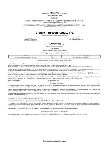 Thumbnail Vishay Intertechnology
 10-K Annual Report 2025