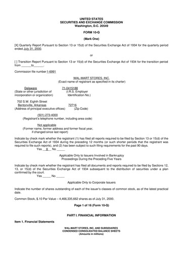 Miniature Walmart 10-Q Rapport trimestriel  