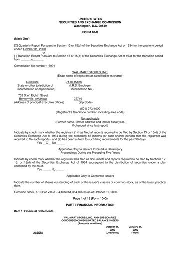 Miniature Walmart 10-Q Rapport trimestriel  