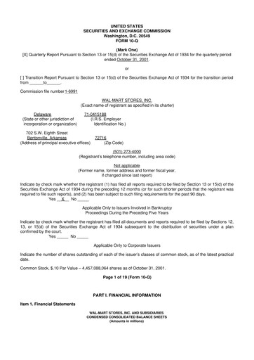 Miniature Walmart 10-Q Rapport trimestriel  