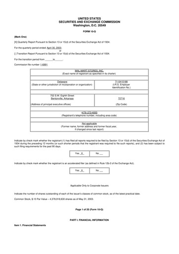 Miniature Walmart 10-Q Rapport trimestriel  