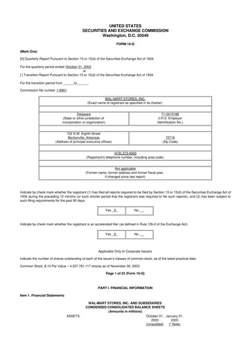 Miniature Walmart 10-Q Rapport trimestriel  